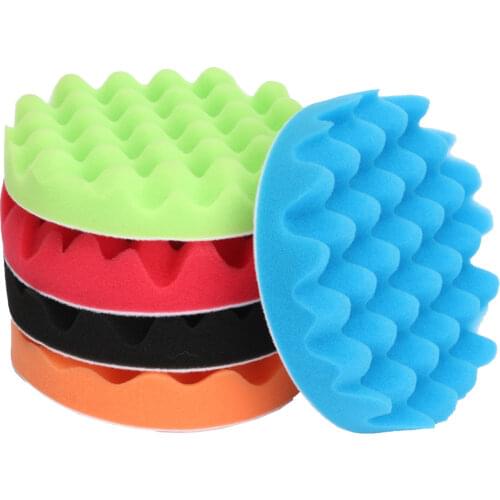5Pcs 6 Inch Waxing Buffing Sponge Pad Polishing Rubbing Ruber Scouring Pad Power Scrub All Purpose For Car Repair Auto Care