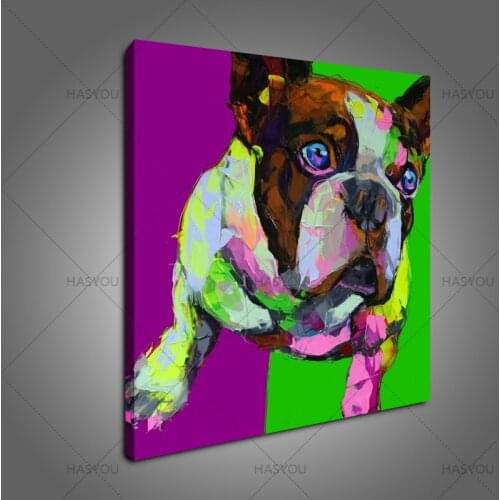 Handpainted Abstract Adorable bulldog Oil Painting On Canvas Handpainted Animal Paintings For home Decoration Wall Art Pictures