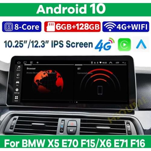 10.25" 8Core CPU 8G RAM Android 10 Car Multimedia Player GPS for BMW X5 E70 F15/X6 E71 F16 2007-2017 Radio Stereo IPS Screen