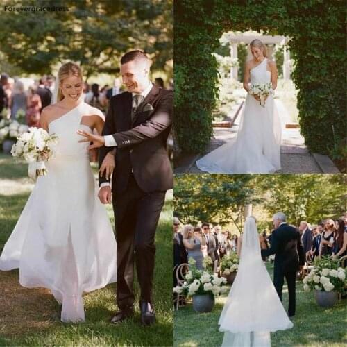 Boho One Shoulder Wedding Dresses A Line Garden Country Bridal Gowns Tailor Made Plus Size Available