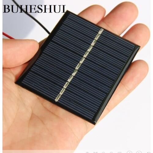 BUHESHUI 0.57W 6V Solar Cell Polcrystalline Solar Panel Module+Cable/Wire For Small Power Battery Education Epoxy 70*60MM 10pcs