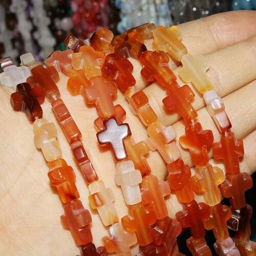 Natural Stone Crystal Tiger Eye Jewelry Making 8*12mm Cross-shaped Loose Beads Beaded for Women DIY Bracelet Necklace Parts 15