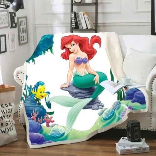 Disney Ariel Mermaid Princess Print Blanket Quilt Bedding for Girls Children Gift Bedroom Decoration Size Variety for Styles