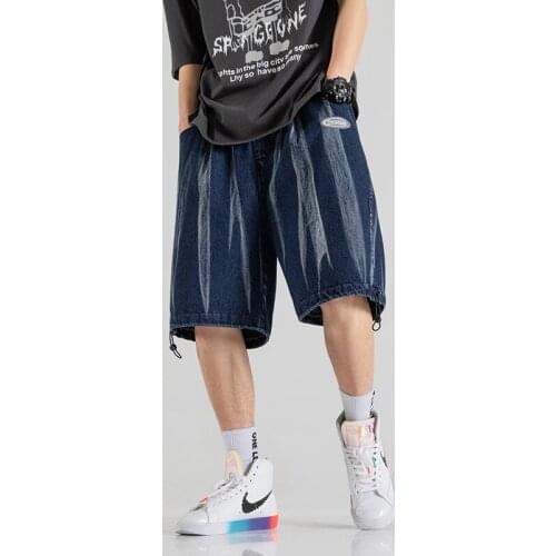 Oversized Jeans Shorts Mens Fashion Loose Jeans Short Pants Women Harajuku Style Streetwear Male Shorts Hip-Hop 2021