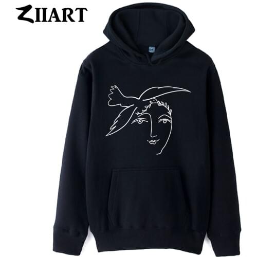 Girls Woman Hoodie Picasso Peaceis Pigeon Peace Dove Olive Leaf Branch Couple Clothes Autumn Winter Fleece ZIIART