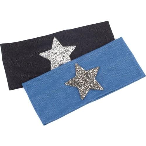 Geebro Fashion New Womens Headbands Cotton Star Rhinestones Stretch Headwear For Girls Hair Band Turban Wrap Hair Accessories