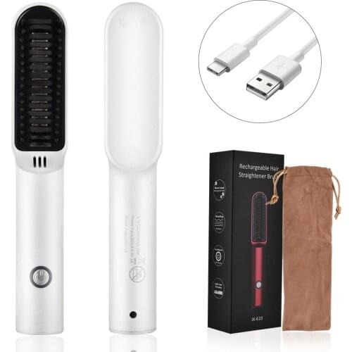 Electric Heating Hair Straightening Comb Negative Ion Curling Comb Deep Moisturizing Hair Care Styling Tool Type-c USB Charging