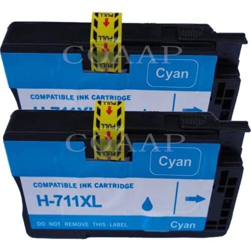 2 PCS Compatible hp711 711XL CZ130A Cyan Ink Cartridge for HP 711C DesignJet T520 T120 inkjet Printer