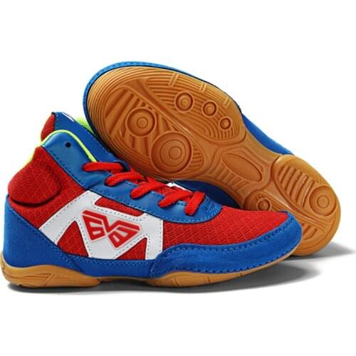 TaoBo 2020 Pro Kid Wrestling Shoes Genuine Mesh Upper Boy Girl Boxing Sneaker High Top Breathable Non-slip Child Weightlifting