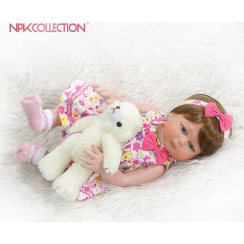 NPKCOLLECTION 48CM bebe doll reborn girl toddler full body silicone Bath toy 100% hand detailed paiting pinky look