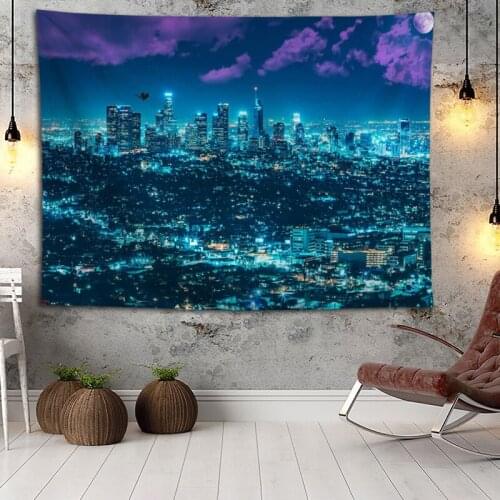 Hot Sale Custom High Quality Los Angeles Wall Hanging HD Landscape 3D Printing Digital Printing Home Decoration Tapestry