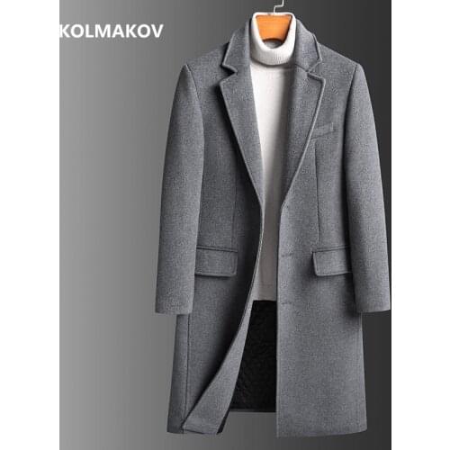2021 new arrival winter warm wool coat thicked trench coat men, Long style mens smart casual woolen jackets,size M-3XL