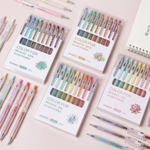 9 Colors Morandi Series Gel Pen Bullet Tip 0.5mm Refills Creative Colored Pen for Children Painting Graffiti Art Supply Gift Set