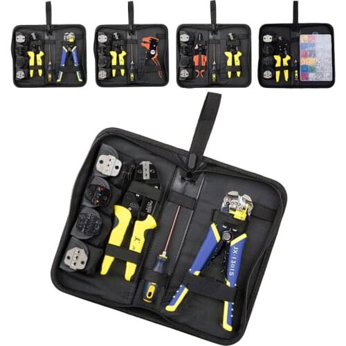 5 in 1 Multifunctional Crimping Plier Wire Stripper Set Ratchet Terminal Crimping Pliers Set Wire Crimpers Terminals Pliers Kit