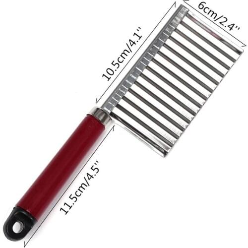 New Stainless Steel Potato Chip Dough Vegetable Crinkle Wavy Cutter Slicer Fruits Food Cutterly Tools THJ99