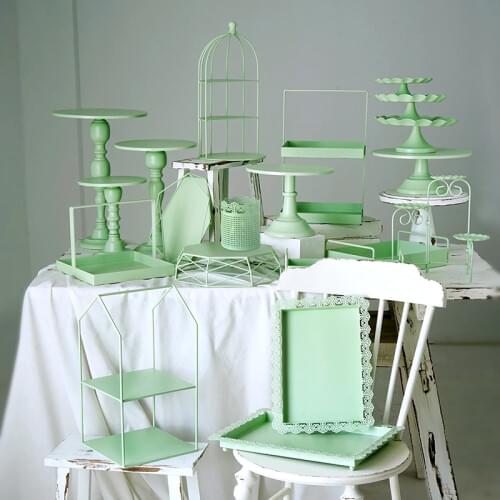 Green cake stand cupcake trays cake tools home decoration party dessert table suppliers perfume make up storage holders