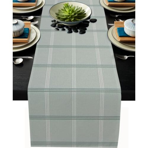 Simple Check Pattern Gray Modern Table Runners Holiday Party Wedding Decoration Tablecloth Living Room Dining Table Accessories