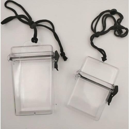 Transparent Waterproof Clear Cigarette Case Box Neck-hung Portable Plastic Lipstick Lighter Card Storage Box Holder with Lanyard