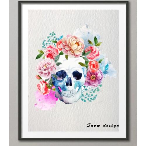 Rikivity Original Mexican Sugar Skull canvas painting wall art poster print Pictures Home Decoration sticker Christmas gifts
