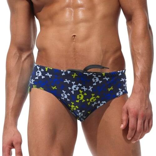 SD343 sexy cartoon skull printing swimwear men summer beach board surfing sports swimsuit sunga zwembroek heren bathing suit