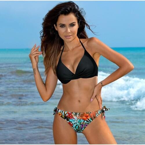 Black Bikinis Women Two Piece Swimwear Sexy Push Up Swimsuit Summer Beach Bathing Suit Plus Size Bikini S~2XL