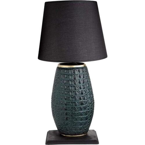 Sembol Leaf Oval Leather Pattern Green Lampshade
