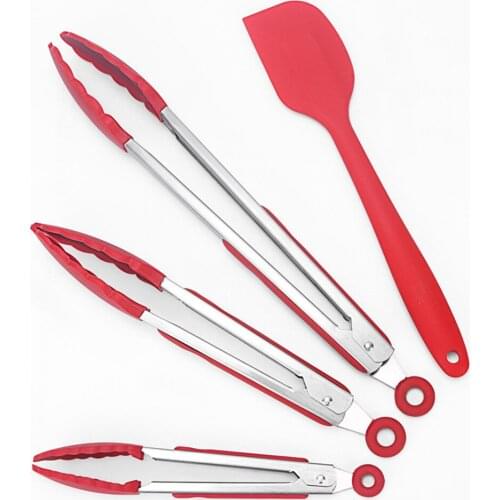 Stainless steel Silicone Kitchen Tongs Clip Salad Bread Cooking Food Serving Tongs Restaurant Food Folder Kitchen Tools