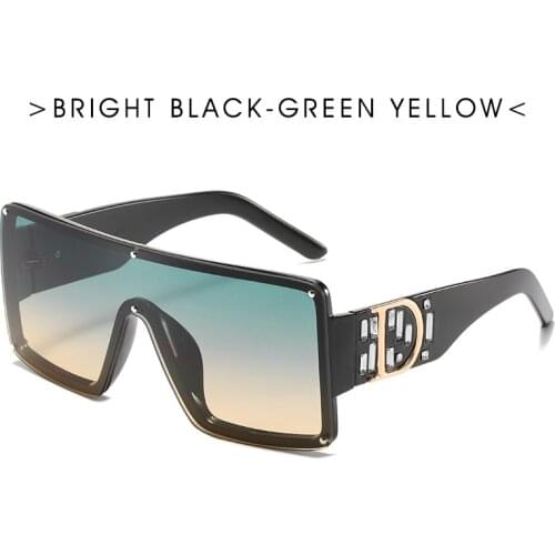 Sunglasses Women Big Square Retro Vintage Frame Sun Glasses Female Luxury Diamond Eyeglasses Transparent Plastic Gradient Lens