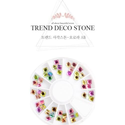 Chameleon Nail Rhinestone 4mm Square Flame Rhinestone Flat Bottom DIY Phone 3D Nail Decoration 1Wheels Crystal Stones