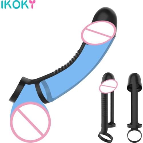 Stropon Dildo Enlargement Delayed Ejaculation Penis Enlargement Reusable Cock Ring Sex Toys For Men Silicone Penis Sleeve