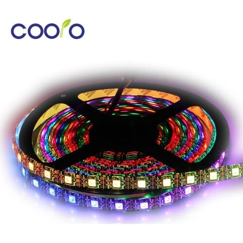 1m 2m 3m WS2812B Individually Addressable RGB LED Strip Full Dream Color LED Strip DC5V Black PCB Smart Pixel Control Led Strip
