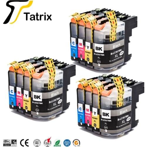 Tatrix 12PK For Brother LC567 LC565 Compatible Ink Cartridge 567XL 565XL For Brother MFC- J2310 J2510 J3520 J3720 Printer