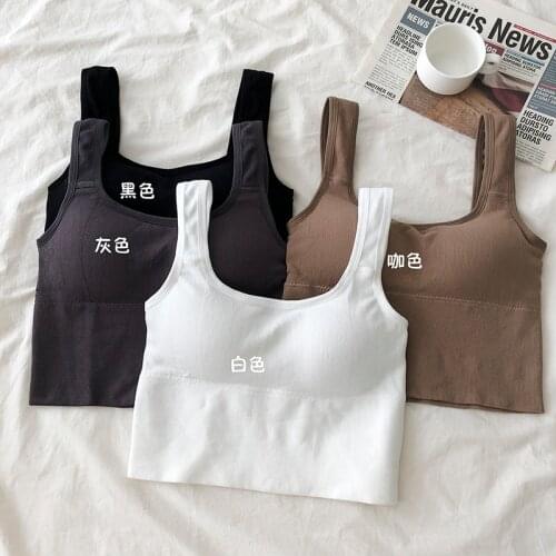 Women Crop Top Seamless Underwear Female Tank Tube Tops Bra Lingerie Intimates Removable Padded Camisole Femme Sport Summer Vest