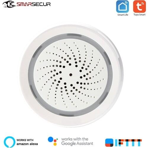 SMARSECUR Smart Wireless WiFi Siren Alarm Sensor USB Power tuya samrt life temperature and humidity sensor