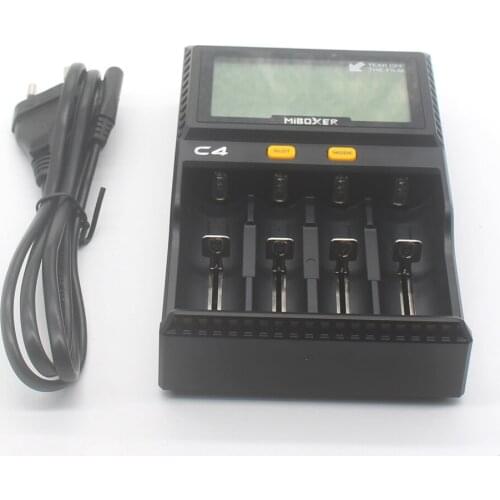 Original Miboxer C4 LCD Smart Battery Charger for Li-ion IMR INR ICR LiFePO4 18650 14500 26650 AAA Batteries 100-800 mAh
