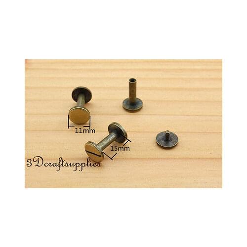 Chicago screw for belt bag purse 11 mm x 15 mm Anti brass screws rivets Concho screw 15 pieces H42