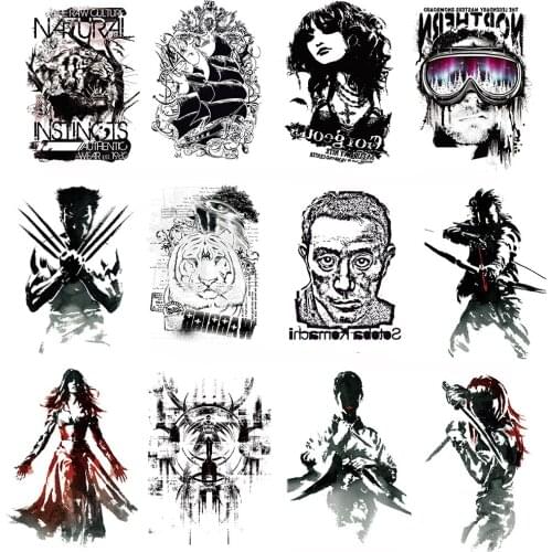 Waterproof Temporary Tattoo Stickers Portrait Captain America Anime Flash Tattoo Female Black Geometric Body Art Fake Tatoo Male