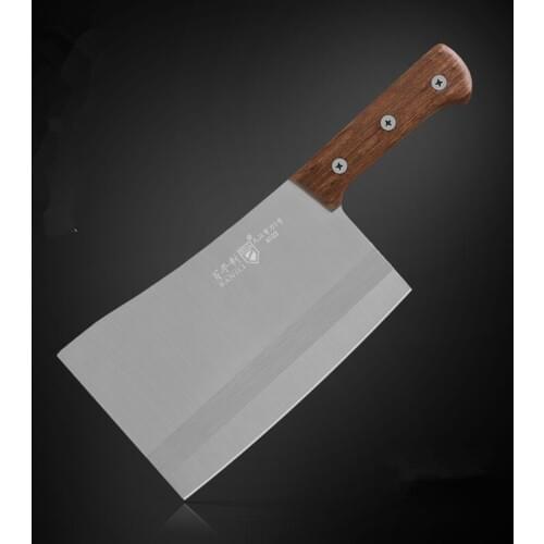 High Quality Stainless Steel Wooden Handadle Chef Chopper Professional Cut Bone Knives Kitchen Roast Meat Cooked Food Knife