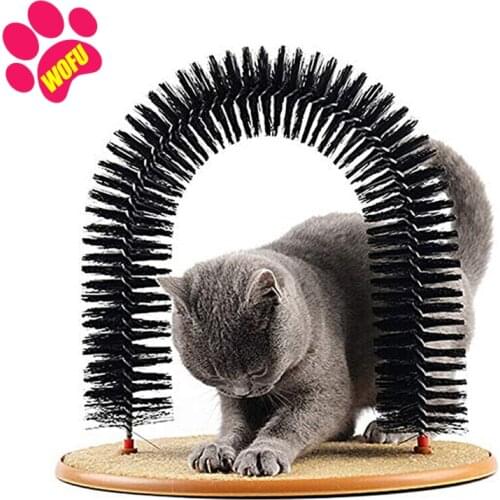 WOFUWOFU Pets Cat Arch Self Groomer Cat Massager, Cat Hair Brush For Grooming With Sturdy Cat Scratching Pad, Durable Brusher, E