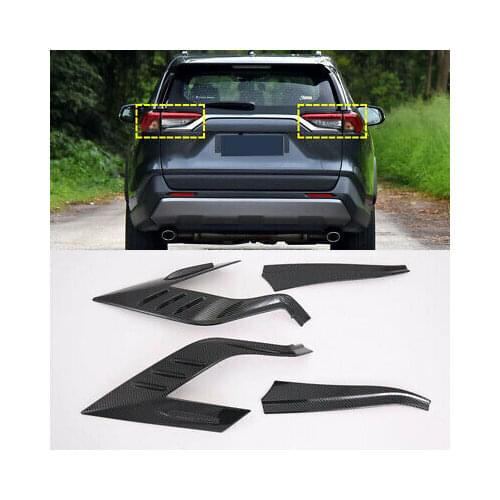 Carbon Fiber Look Rear Tail Light Lamp Cover Trim 4pcs For Toyota RAV4 2019-2020