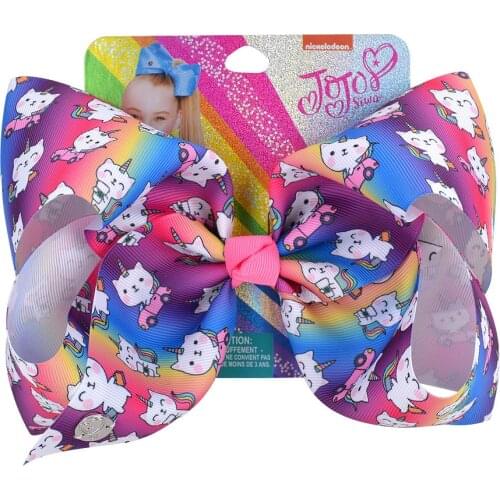 8 Inches JoJo Bows Jojo Siwa Grosgrain Ribbon HeadClips For Girls NEW Handmade Barrettes Hairpin Part kids Hair Accessories 061j
