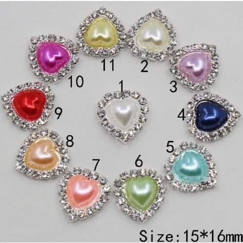 Flat back 10Pc pearl heart mini rhinestone Button DIY Wedding inviations gift box decorate child clothing beauty accessories