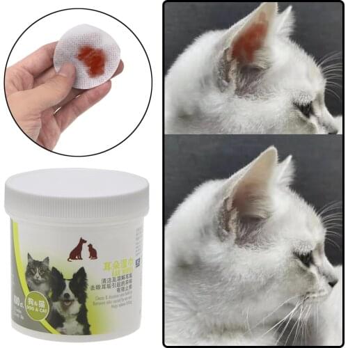 100 Pcs/lot Keep Hygiene Stop Itching Gentle Cleaning Pet Ear Cleaner Wipes for Dogs