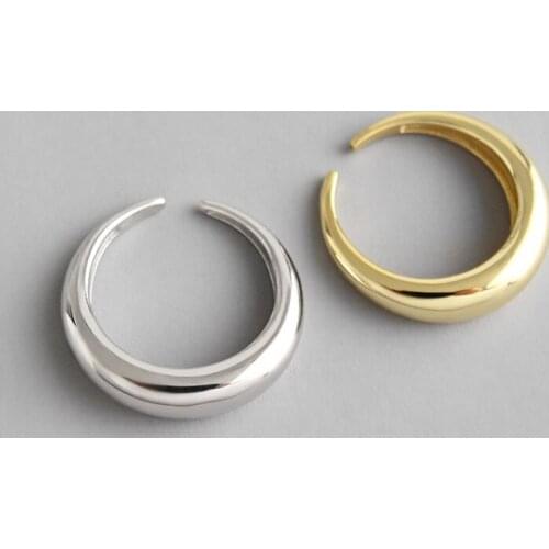 100% 925 sterling silver geometric arc surface engagement rings for women fine jewelry, minimalist gold color woman ring silver