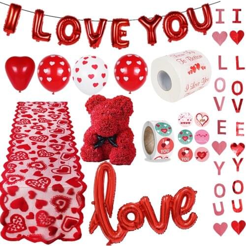 16inch Red Love Letter Foil Balloons Heart Baloon Hanging Rose Bear Gift for Engagement Wedding Decoration Valentines Day Decor