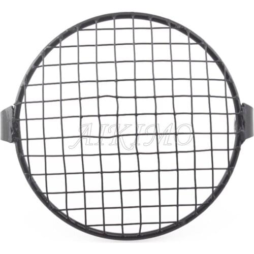 6.3" Racing Vintage Old School Metal Grill Motorcycle Side Mount Lampshade Headlight Cover Universal For Cafe Racer Bobber CB