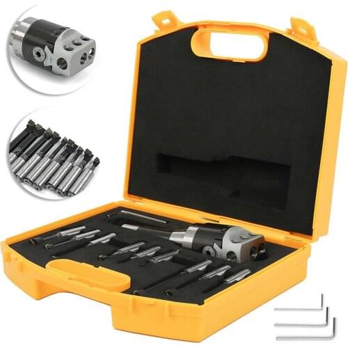 9pcs 2" Boring Head With R8 Shank 1/2" Carbide Boring Bar Set Boring Tool for Milling
