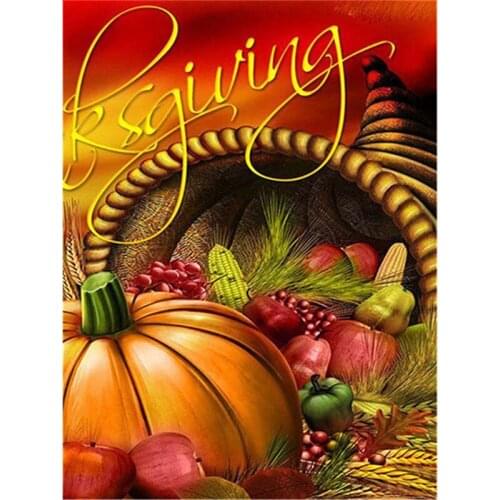 Full Drill Diamond Painting Flower Pumpkin DIY Diamond Embroidery Sale Fall Mosaic Cross Stitch Decor for Home