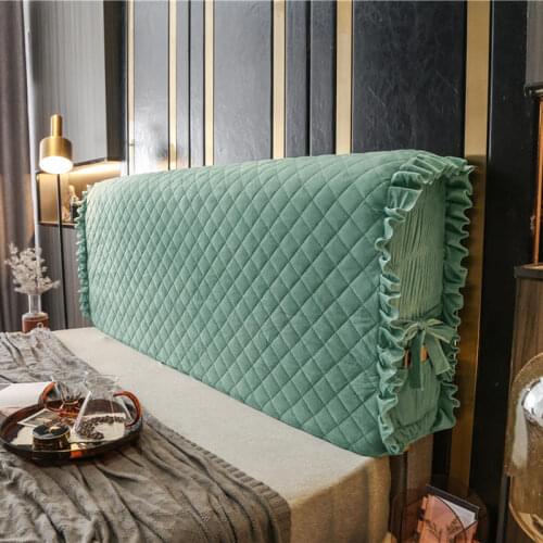 Premium Velvet Bed Head Cover Luxury All-inclusive Headboard Slipcover Bedside Back Protective Ruffle Bedspread Bedding Decor
