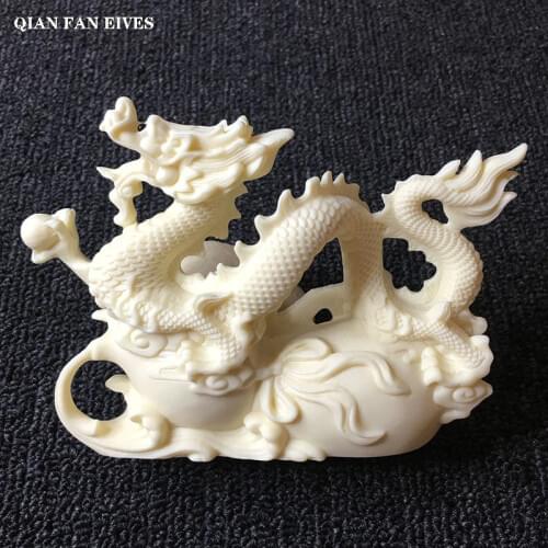 White Tamron statue，Modern art sculpture，Exquisite carving，Chinese zodiac auspicious dragon，High-end home decoration statue